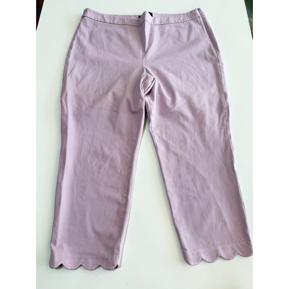 Talbots Chatham Crop Pants Womens 16 Lavender Purple Scallop Hem Side Zip ID245
